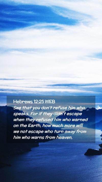 Picture 02 - Hebrews 12:25 WEB Mobile Phone Wallpaper - See that you don't refuse him who speaks. For if - Mobile Bible Verse Wallpaper
