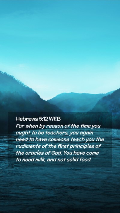 Picture 02 - Hebrews 5:12 WEB Mobile Phone Wallpaper - For when by reason of the time you ought to be - Mobile Bible Verse Wallpaper