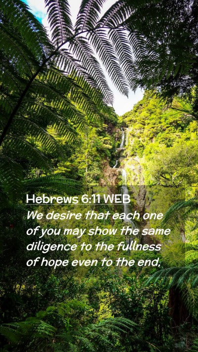 Picture 02 - Hebrews 6:11 WEB Mobile Phone Wallpaper - We desire that each one of you may show the same - Mobile Bible Verse Wallpaper