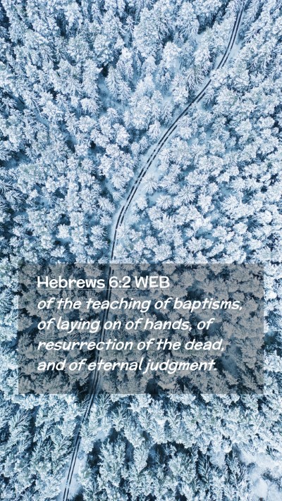 Picture 02 - Hebrews 6:2 WEB Mobile Phone Wallpaper - of the teaching of baptisms, of laying on of - Mobile Bible Verse Wallpaper