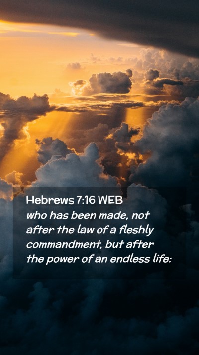 Picture 02 - Hebrews 7:16 WEB Mobile Phone Wallpaper - who has been made, not after the law of a fleshly - Mobile Bible Verse Wallpaper