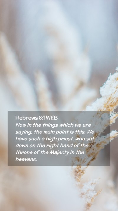 Picture 02 - Hebrews 8:1 WEB Mobile Phone Wallpaper - Now in the things which we are saying, the main - Mobile Bible Verse Wallpaper