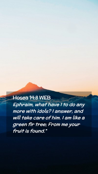 Picture 02 - Hosea 14:8 WEB Mobile Phone Wallpaper - Ephraim, what have I to do any more with idols? I - Mobile Bible Verse Wallpaper