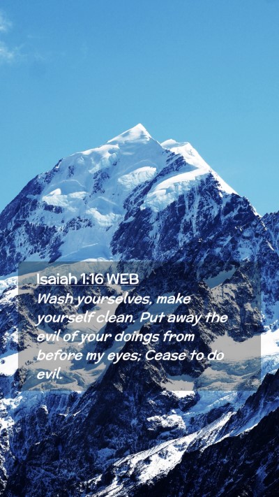 Picture 02 - Isaiah 1:16 WEB Mobile Phone Wallpaper - Wash yourselves, make yourself clean. Put away - Mobile Bible Verse Wallpaper