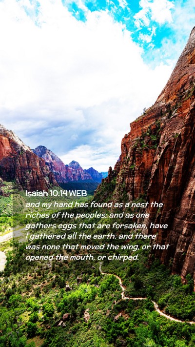 Picture 02 - Isaiah 10:14 WEB Mobile Phone Wallpaper - and my hand has found as a nest the riches of the - Mobile Bible Verse Wallpaper