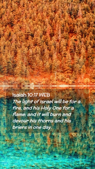 Picture 02 - Isaiah 10:17 WEB Mobile Phone Wallpaper - The light of Israel will be for a fire, and his - Mobile Bible Verse Wallpaper