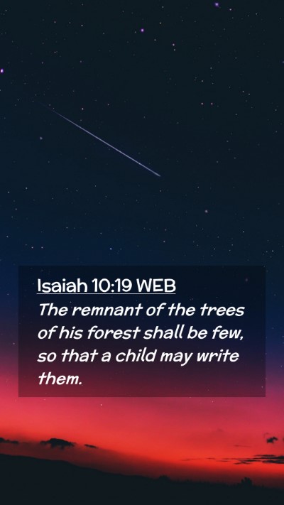Picture 02 - Isaiah 10:19 WEB Mobile Phone Wallpaper - The remnant of the trees of his forest shall be - Mobile Bible Verse Wallpaper