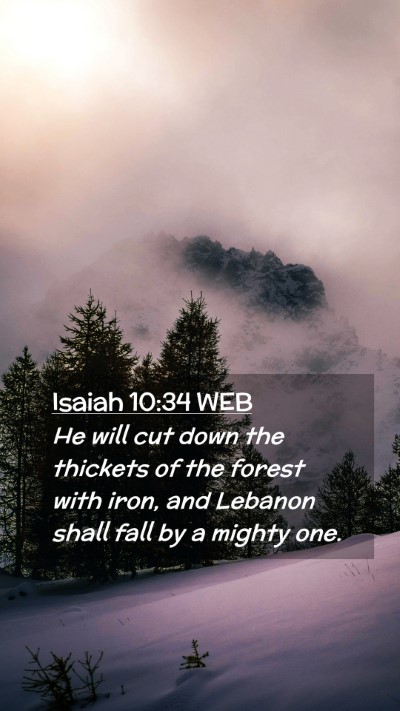 Picture 02 - Isaiah 10:34 WEB Mobile Phone Wallpaper - He will cut down the thickets of the forest with - Mobile Bible Verse Wallpaper