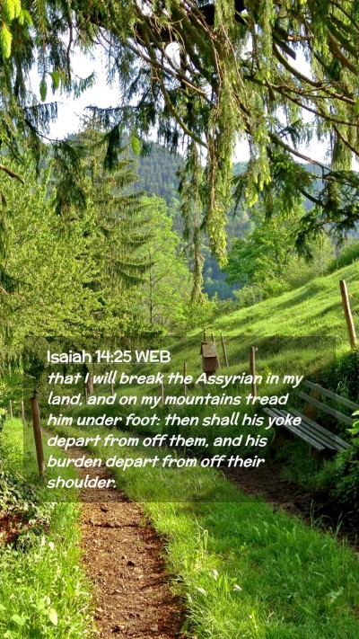 Picture 02 - Isaiah 14:25 WEB Mobile Phone Wallpaper - that I will break the Assyrian in my land, and on - Mobile Bible Verse Wallpaper
