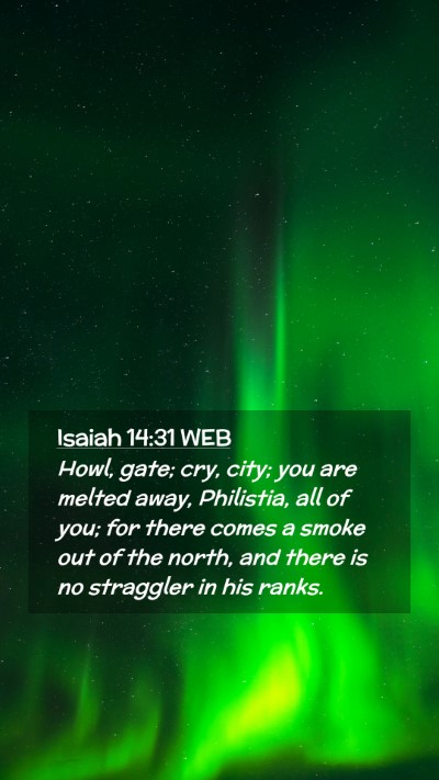Picture 02 - Isaiah 14:31 WEB Mobile Phone Wallpaper - Howl, gate; cry, city; you are melted away, - Mobile Bible Verse Wallpaper