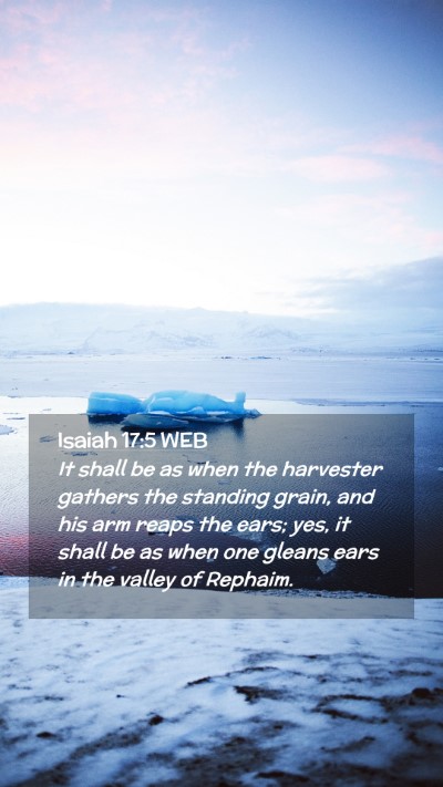 Picture 02 - Isaiah 17:5 WEB Mobile Phone Wallpaper - It shall be as when the harvester gathers the - Mobile Bible Verse Wallpaper