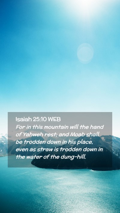 Picture 02 - Isaiah 25:10 WEB Mobile Phone Wallpaper - For in this mountain will the hand of Yahweh - Mobile Bible Verse Wallpaper