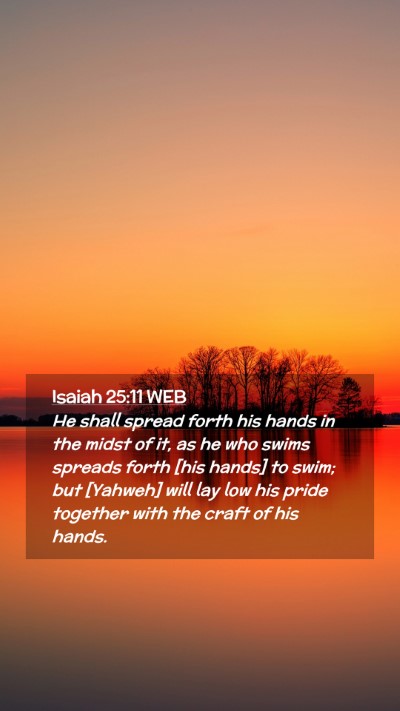 Picture 02 - Isaiah 25:11 WEB Mobile Phone Wallpaper - He shall spread forth his hands in the midst of - Mobile Bible Verse Wallpaper