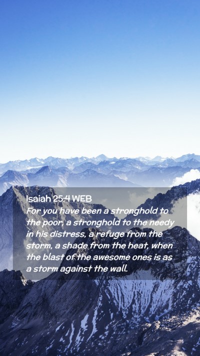 Picture 02 - Isaiah 25:4 WEB Mobile Phone Wallpaper - For you have been a stronghold to the poor, a - Mobile Bible Verse Wallpaper