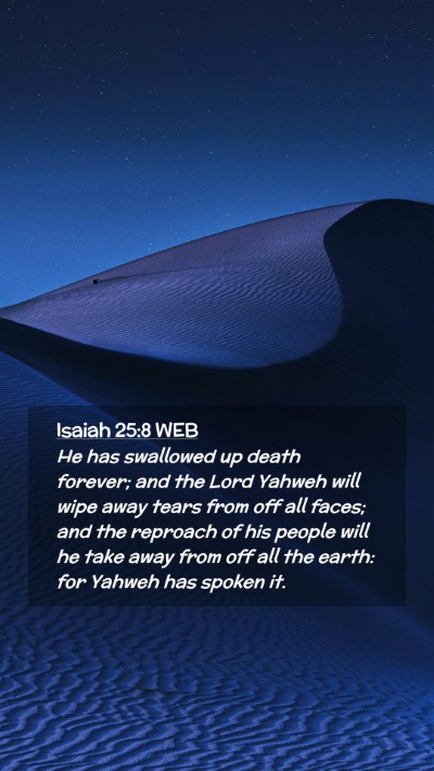 Picture 02 - Isaiah 25:8 WEB Mobile Phone Wallpaper - He has swallowed up death forever; and the Lord - Mobile Bible Verse Wallpaper