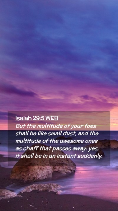 Picture 02 - Isaiah 29:5 WEB Mobile Phone Wallpaper - But the multitude of your foes shall be like - Mobile Bible Verse Wallpaper