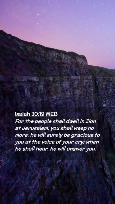 Picture 02 - Isaiah 30:19 WEB Mobile Phone Wallpaper - For the people shall dwell in Zion at Jerusalem; - Mobile Bible Verse Wallpaper