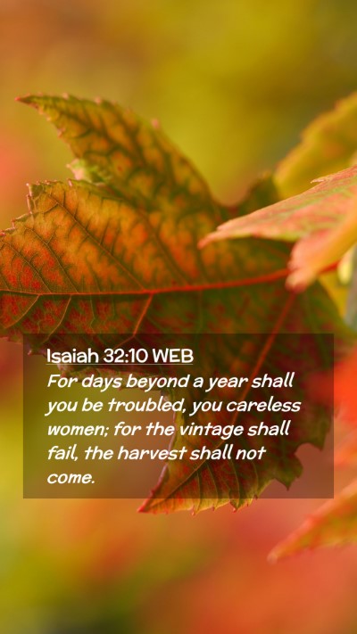 Picture 02 - Isaiah 32:10 WEB Mobile Phone Wallpaper - For days beyond a year shall you be troubled, you - Mobile Bible Verse Wallpaper