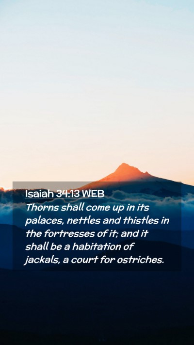 Picture 02 - Isaiah 34:13 WEB Mobile Phone Wallpaper - Thorns shall come up in its palaces, nettles and - Mobile Bible Verse Wallpaper