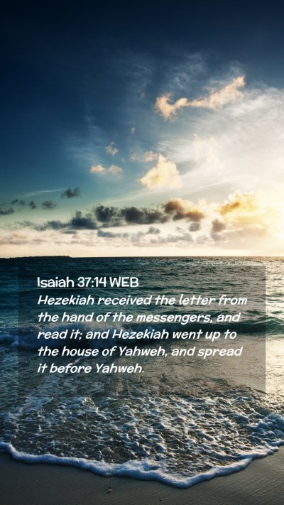Picture 02 - Isaiah 37:14 WEB Mobile Phone Wallpaper - Hezekiah received the letter from the hand of the - Mobile Bible Verse Wallpaper