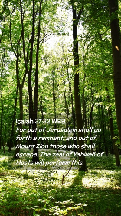 Picture 02 - Isaiah 37:32 WEB Mobile Phone Wallpaper - For out of Jerusalem shall go forth a remnant, - Mobile Bible Verse Wallpaper
