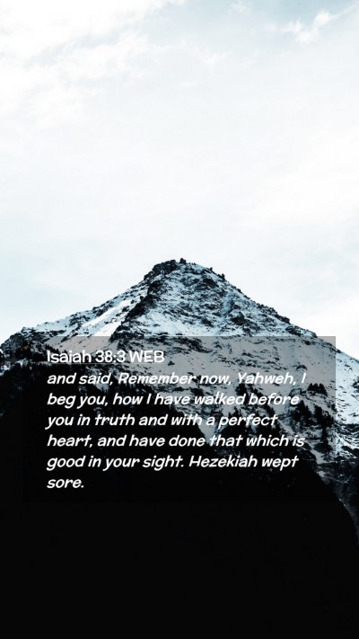 Picture 02 - Isaiah 38:3 WEB Mobile Phone Wallpaper - and said, Remember now, Yahweh, I beg you, how I - Mobile Bible Verse Wallpaper