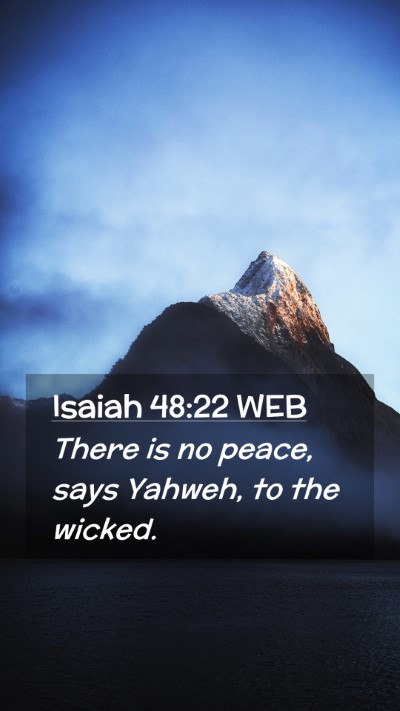 Picture 02 - Isaiah 48:22 WEB Mobile Phone Wallpaper - There is no peace, says Yahweh, to the - Mobile Bible Verse Wallpaper