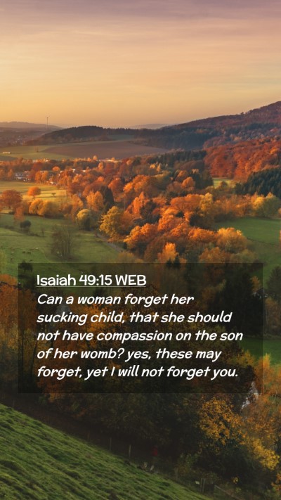 Picture 02 - Isaiah 49:15 WEB Mobile Phone Wallpaper - Can a woman forget her sucking child, that she - Mobile Bible Verse Wallpaper
