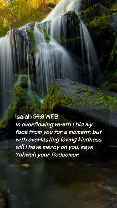 Picture 02 - Isaiah 54:8 WEB Mobile Phone Wallpaper - In overflowing wrath I hid my face from you for a - Mobile Bible Verse Wallpaper