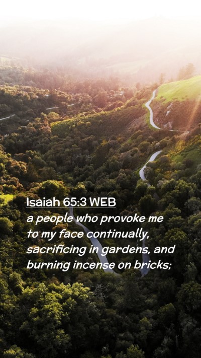 Picture 02 - Isaiah 65:3 WEB Mobile Phone Wallpaper - a people who provoke me to my face continually, - Mobile Bible Verse Wallpaper