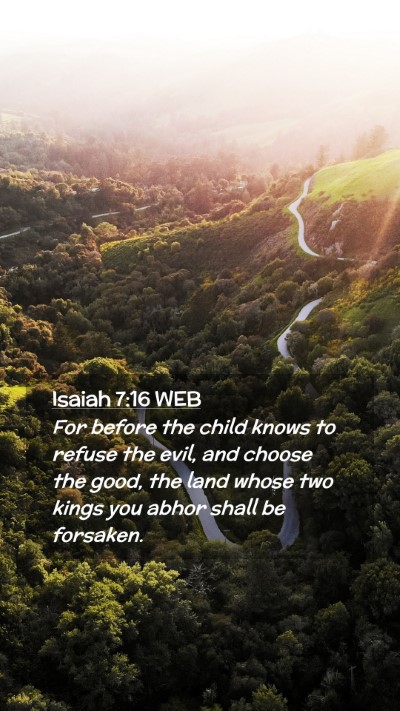 Picture 02 - Isaiah 7:16 WEB Mobile Phone Wallpaper - For before the child knows to refuse the evil, - Mobile Bible Verse Wallpaper