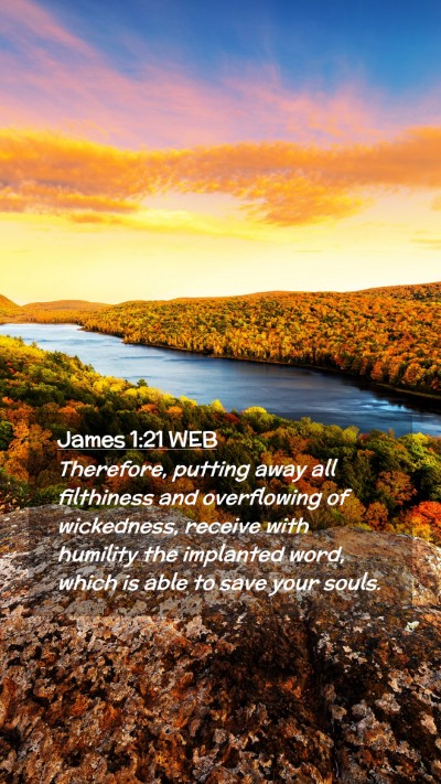 Picture 02 - James 1:21 WEB Mobile Phone Wallpaper - Therefore, putting away all filthiness and - Mobile Bible Verse Wallpaper