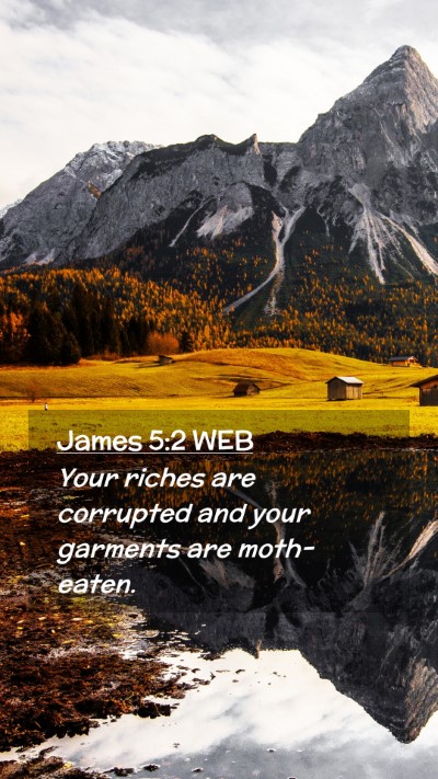 Picture 02 - James 5:2 WEB Mobile Phone Wallpaper - Your riches are corrupted and your garments are - Mobile Bible Verse Wallpaper