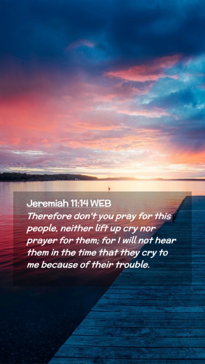 Picture 02 - Jeremiah 11:14 WEB Mobile Phone Wallpaper - Therefore don't you pray for this people, neither - Mobile Bible Verse Wallpaper