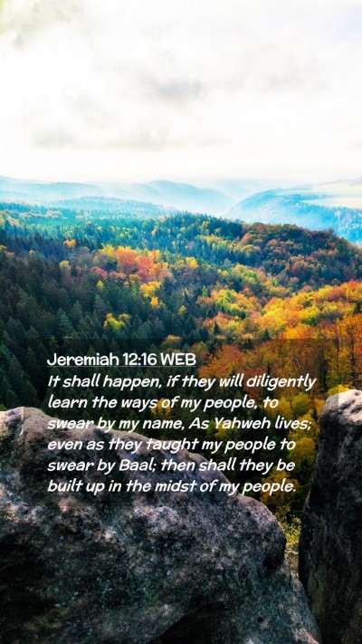 Picture 02 - Jeremiah 12:16 WEB Mobile Phone Wallpaper - It shall happen, if they will diligently learn - Mobile Bible Verse Wallpaper