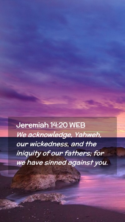 Picture 02 - Jeremiah 14:20 WEB Mobile Phone Wallpaper - We acknowledge, Yahweh, our wickedness, and the - Mobile Bible Verse Wallpaper