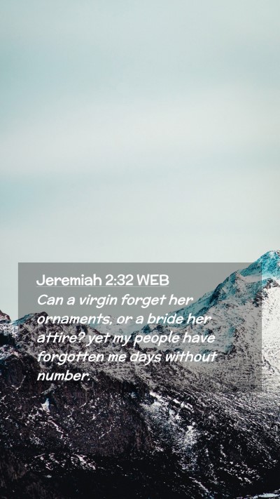 Picture 02 - Jeremiah 2:32 WEB Mobile Phone Wallpaper - Can a virgin forget her ornaments, or a bride her - Mobile Bible Verse Wallpaper