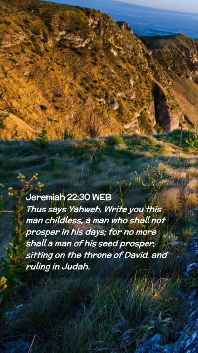 Picture 02 - Jeremiah 22:30 WEB Mobile Phone Wallpaper - Thus says Yahweh, Write you this man childless, a - Mobile Bible Verse Wallpaper