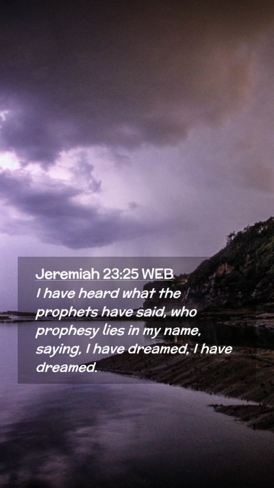 Picture 02 - Jeremiah 23:25 WEB Mobile Phone Wallpaper - I have heard what the prophets have said, who - Mobile Bible Verse Wallpaper