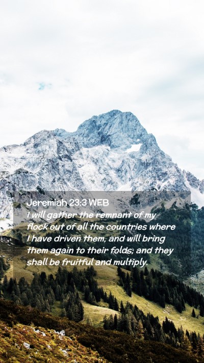 Picture 02 - Jeremiah 23:3 WEB Mobile Phone Wallpaper - I will gather the remnant of my flock out of all - Mobile Bible Verse Wallpaper