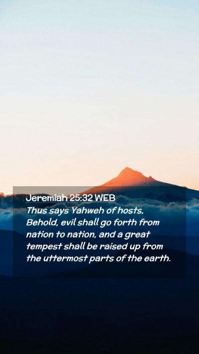 Picture 02 - Jeremiah 25:32 WEB Mobile Phone Wallpaper - Thus says Yahweh of hosts, Behold, evil shall go - Mobile Bible Verse Wallpaper