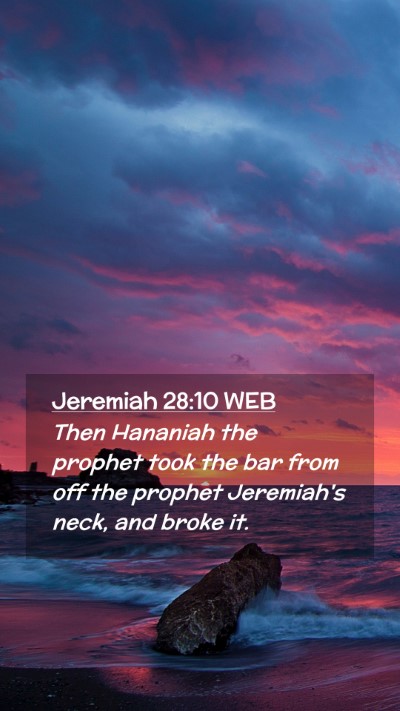 Picture 02 - Jeremiah 28:10 WEB Mobile Phone Wallpaper - Then Hananiah the prophet took the bar from off - Mobile Bible Verse Wallpaper