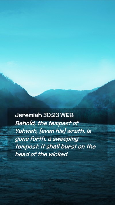 Picture 02 - Jeremiah 30:23 WEB Mobile Phone Wallpaper - Behold, the tempest of Yahweh, [even his] wrath, - Mobile Bible Verse Wallpaper