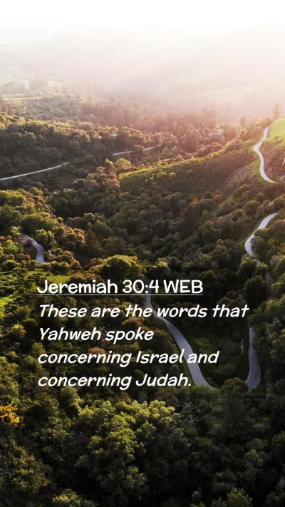 Picture 02 - Jeremiah 30:4 WEB Mobile Phone Wallpaper - These are the words that Yahweh spoke concerning - Mobile Bible Verse Wallpaper