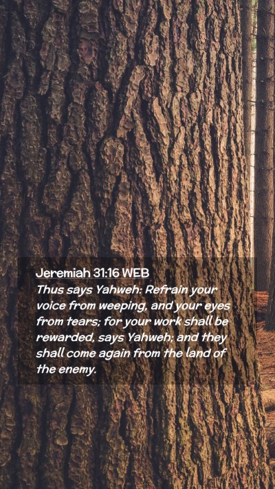 Picture 02 - Jeremiah 31:16 WEB Mobile Phone Wallpaper - Thus says Yahweh: Refrain your voice from - Mobile Bible Verse Wallpaper