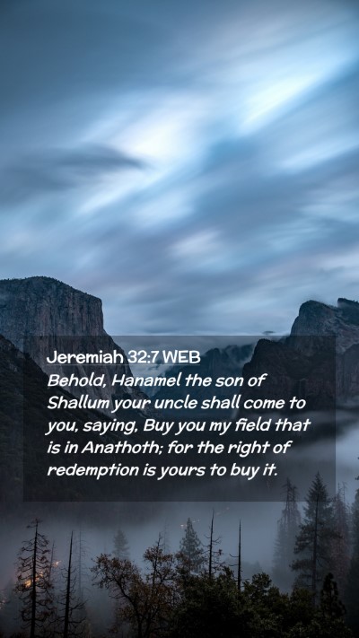 Picture 02 - Jeremiah 32:7 WEB Mobile Phone Wallpaper - Behold, Hanamel the son of Shallum your uncle - Mobile Bible Verse Wallpaper