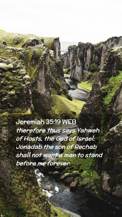 Picture 02 - Jeremiah 35:19 WEB Mobile Phone Wallpaper - therefore thus says Yahweh of Hosts, the God of - Mobile Bible Verse Wallpaper
