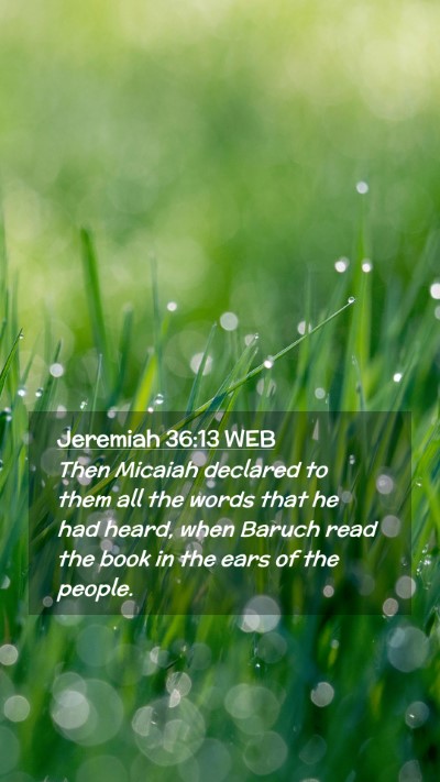 Picture 02 - Jeremiah 36:13 WEB Mobile Phone Wallpaper - Then Micaiah declared to them all the words that - Mobile Bible Verse Wallpaper