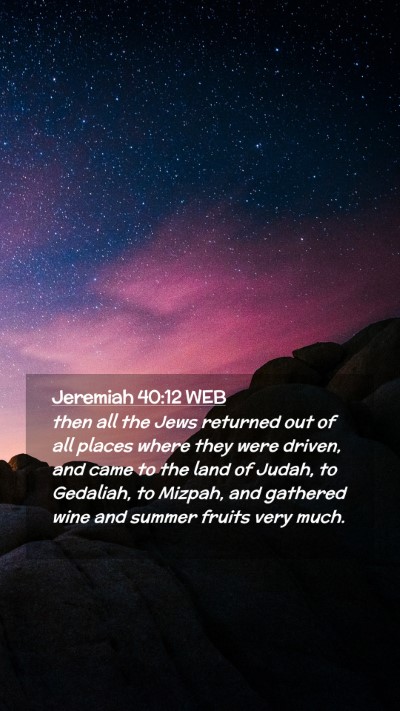 Picture 02 - Jeremiah 40:12 WEB Mobile Phone Wallpaper - then all the Jews returned out of all places - Mobile Bible Verse Wallpaper