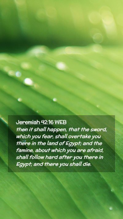 Picture 02 - Jeremiah 42:16 WEB Mobile Phone Wallpaper - then it shall happen, that the sword, which you - Mobile Bible Verse Wallpaper